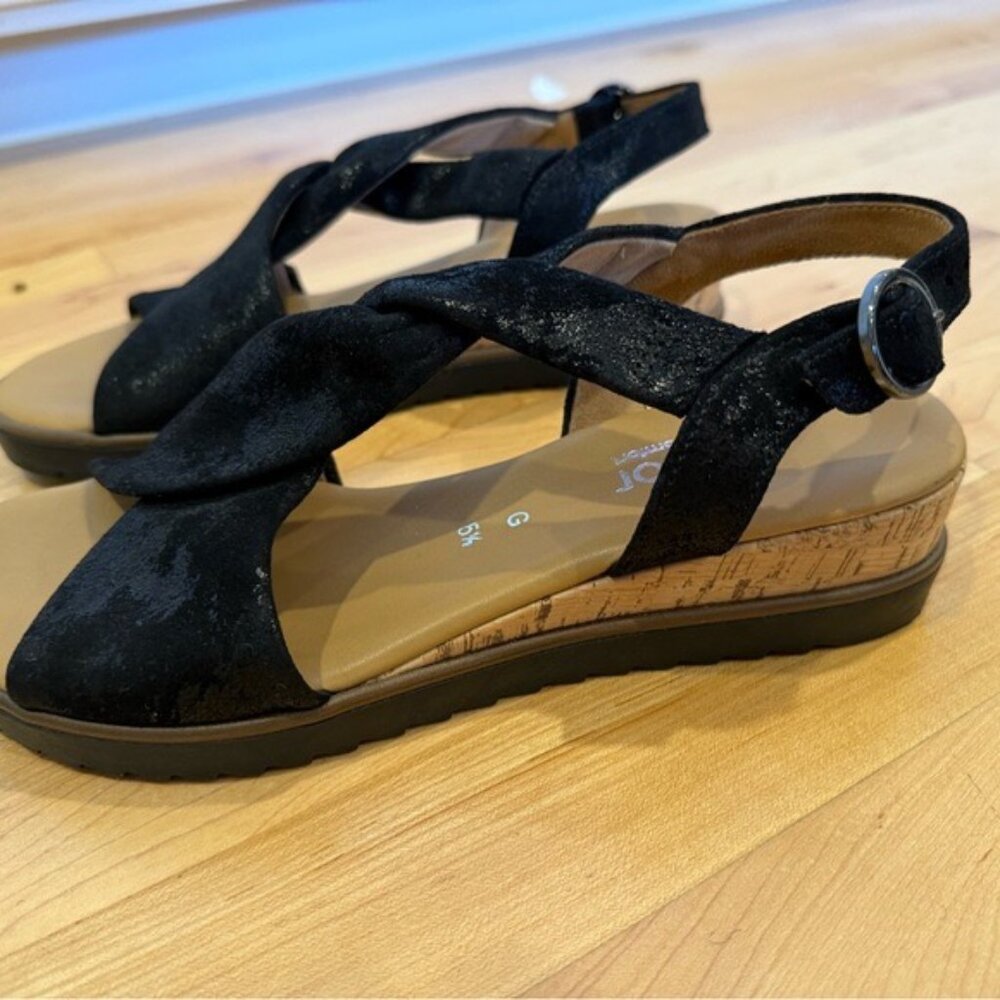 Gabor Black Leather Women's Sandals NWOT